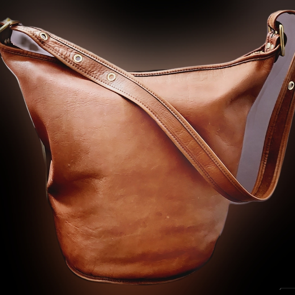 Coach Limited Ed. Legacy Large Dark Tan/Brown Leather Bucket Duffle Bag 17998